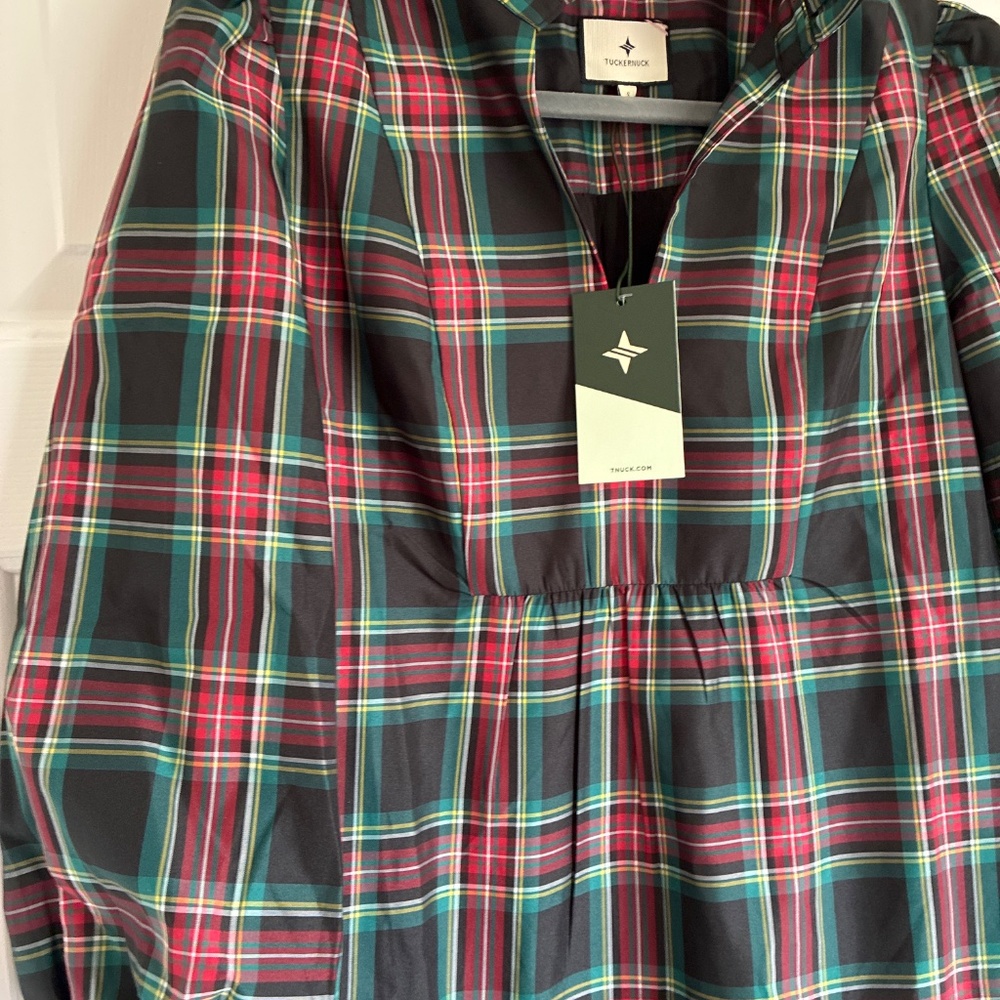 NWT Tuckernuck Palmerston dress in black and red highland plaid S - Picture 6 of 13